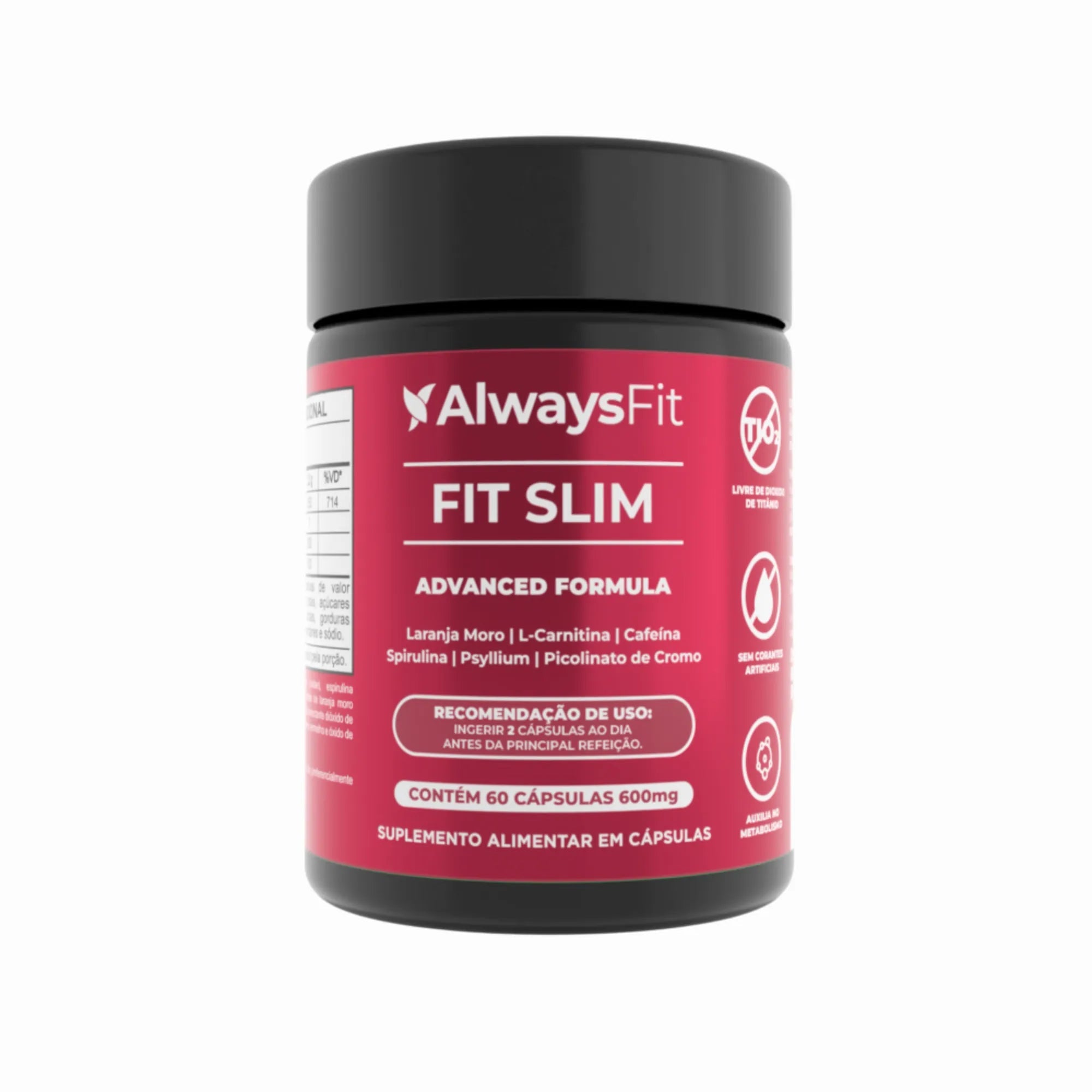 FitSlim - Laranja Moro, Cafeína, Carnitina, Psyllium, Cromo e Spirulina