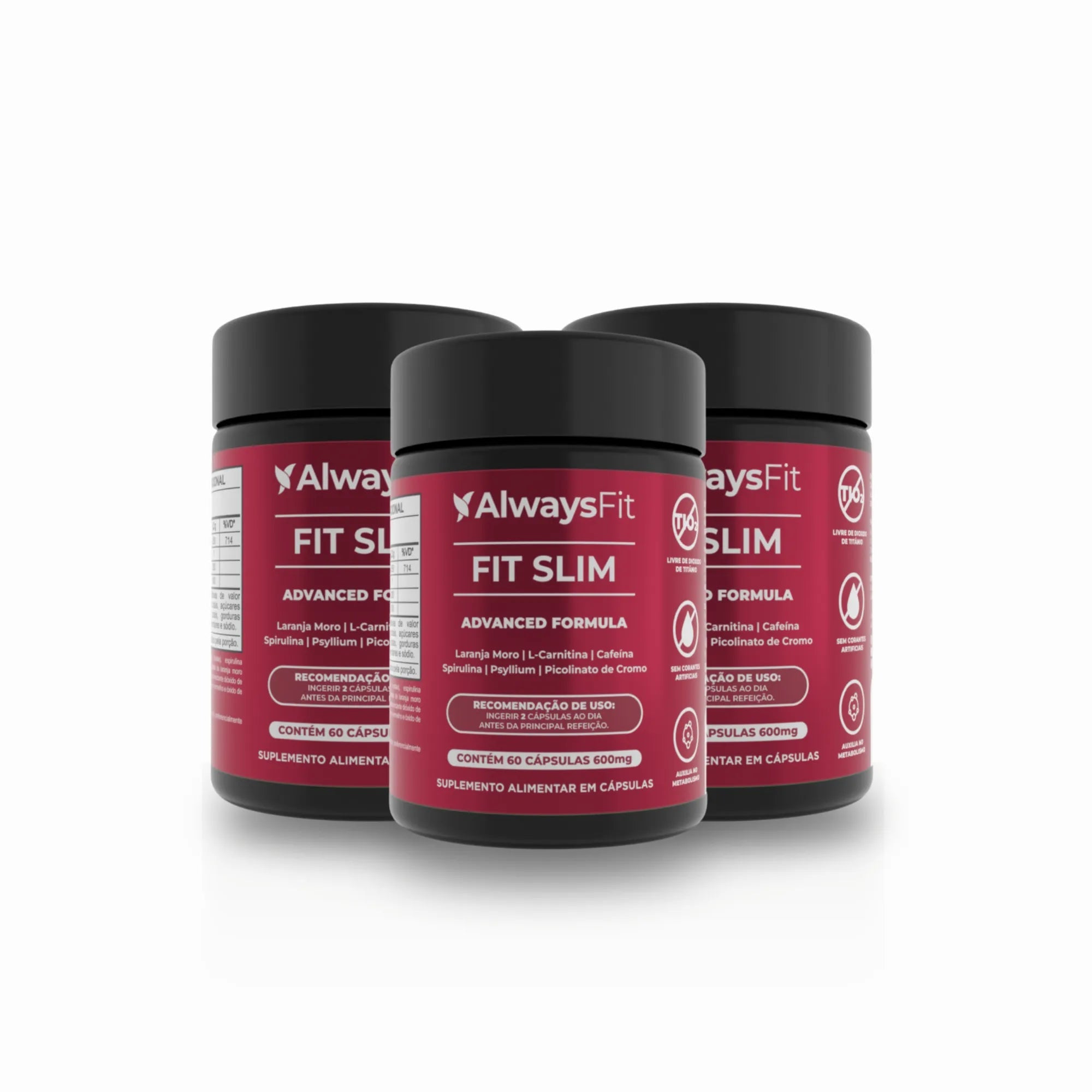 FitSlim - Laranja Moro, Cafeína, Carnitina, Psyllium, Cromo e Spirulina